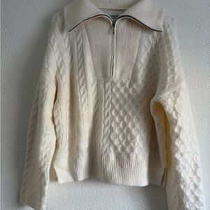 Abercrombie & Fitch Cream Cable Knit Turtleneck Sweater